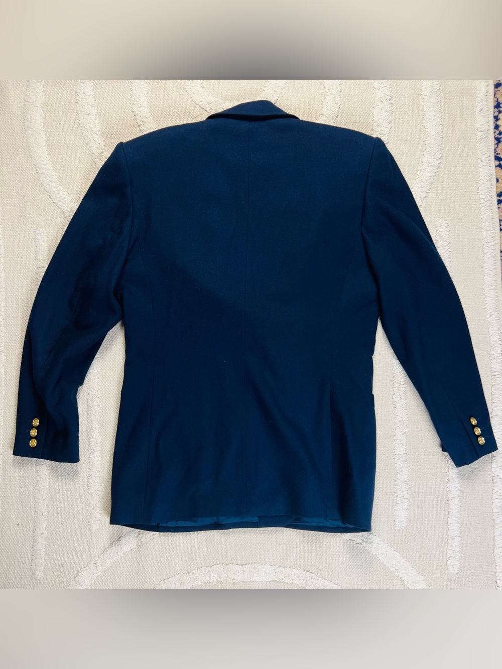 Vintage 90s Liz Claiborne Navy Wool Blazer – Double-Breasted Gold Buttons – 8 - Picture 3 of 13